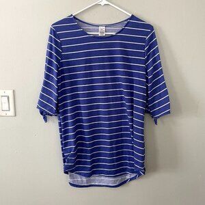 NWT Westloop blue white striped t-shirt summer blouse lightweight 3/4 sleeves